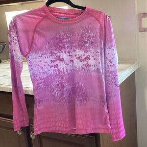 Women’s size small Fishing Life long sleeve athletic tee in pinks and purples